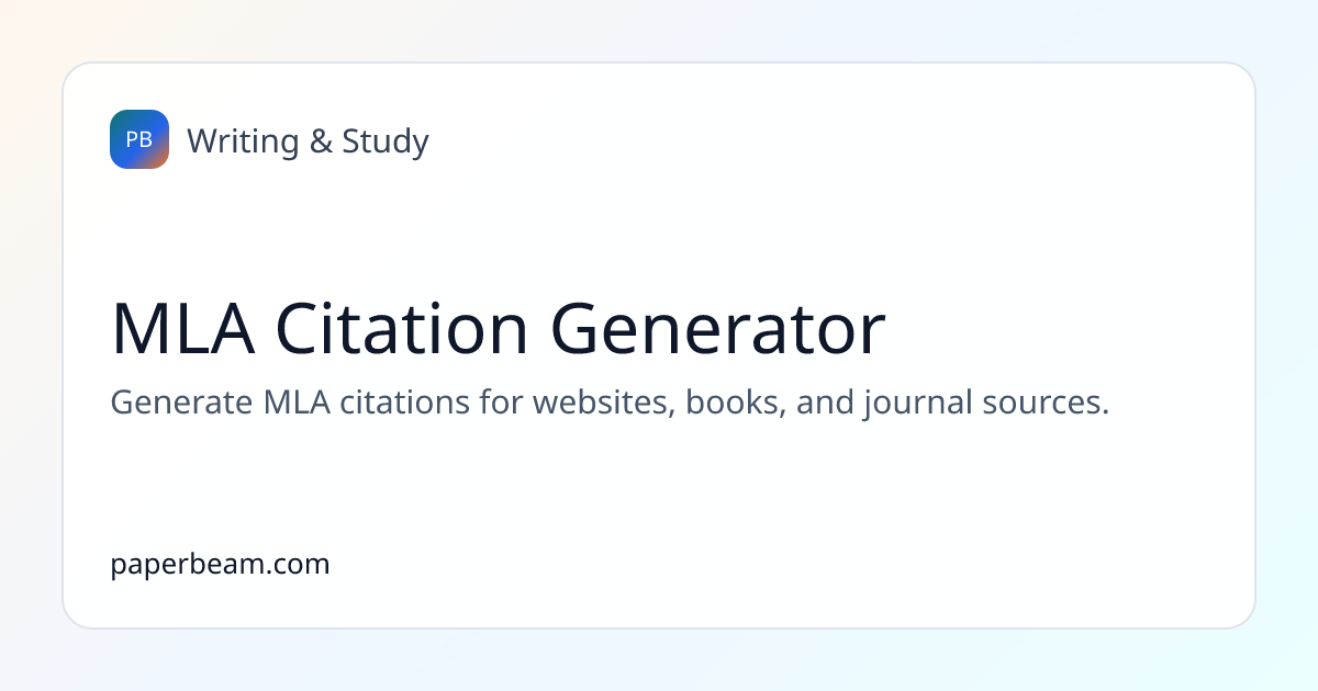 MLA Citation Generator | PaperBeam